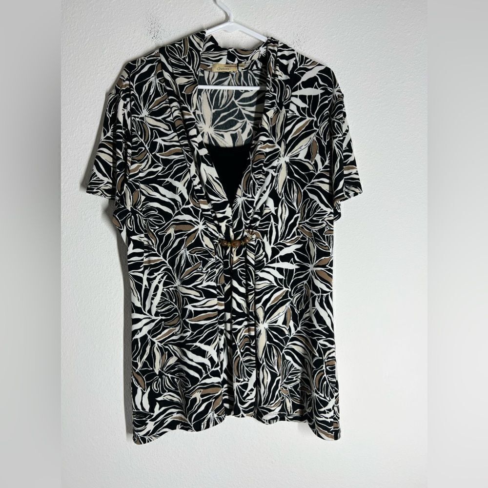 Choices Bohemian Floral Printed T-shirt Blouse with crossover Size XL